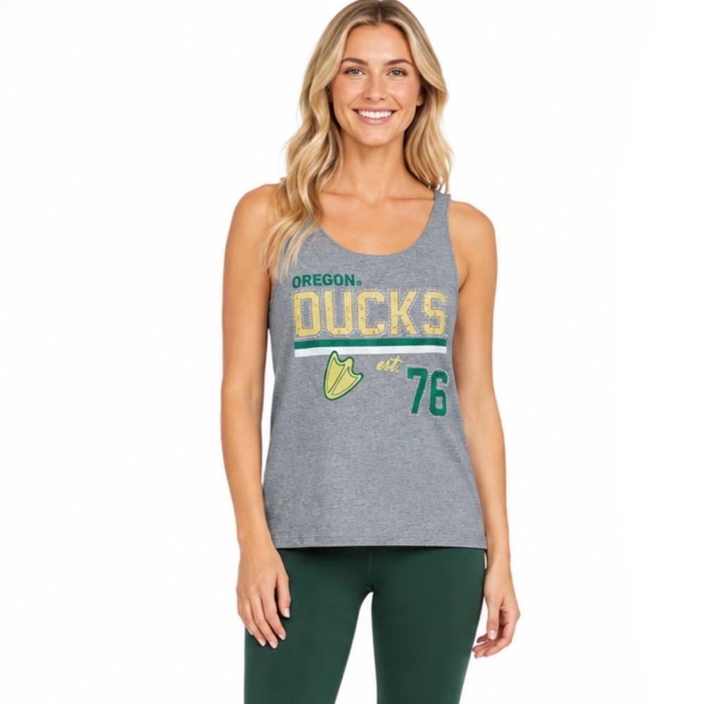 Oregon Ducks Womens T Shirt Size Medium Tank Top Sequin Logo Gameday Couture New